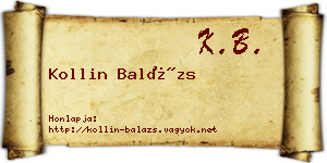 Kollin Balázs névjegykártya